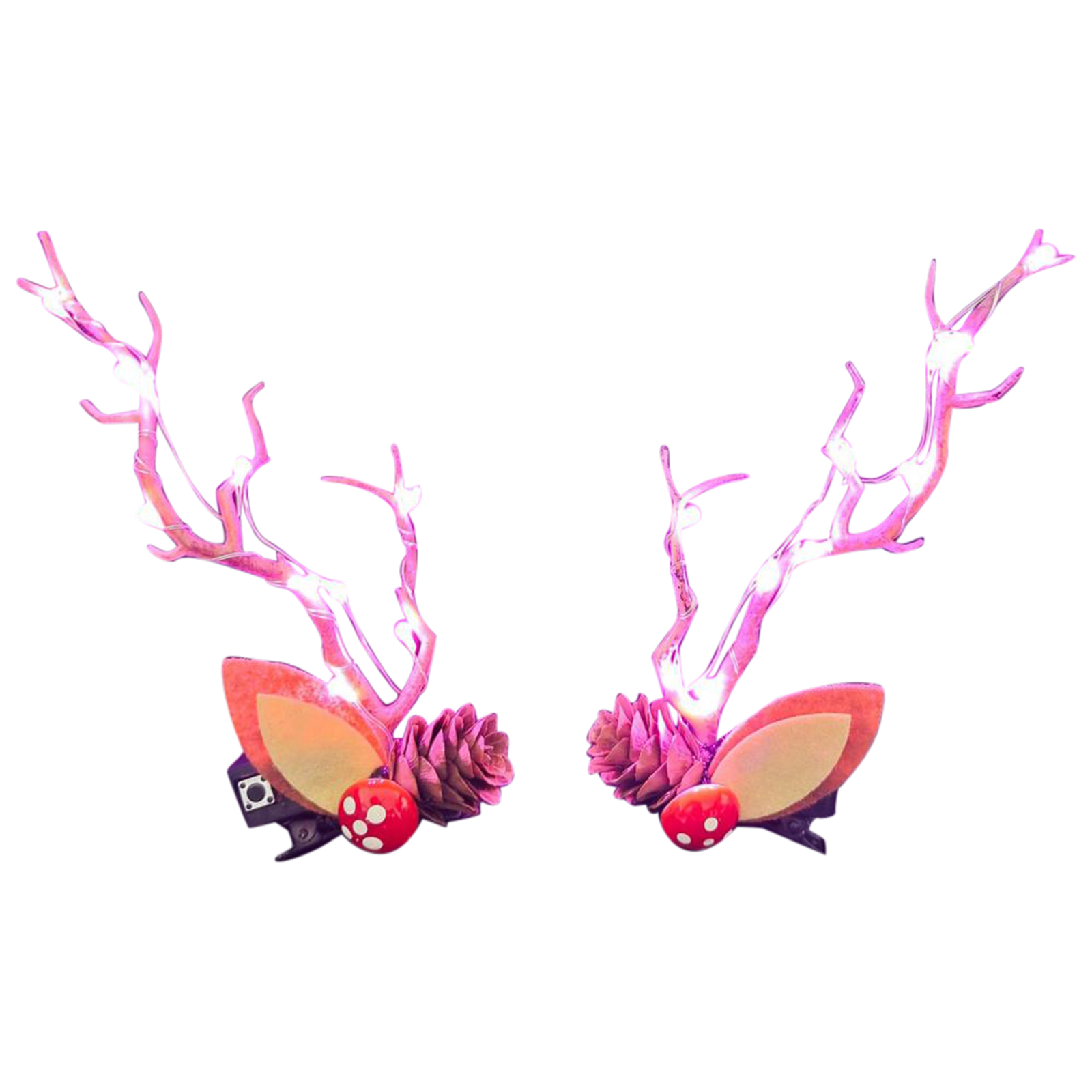 1 Pair Christmas Headband With Night Light Function Fast Flash Slow Flash Constant Light Hair Accessories Styling Tools pine cone antler hair clip