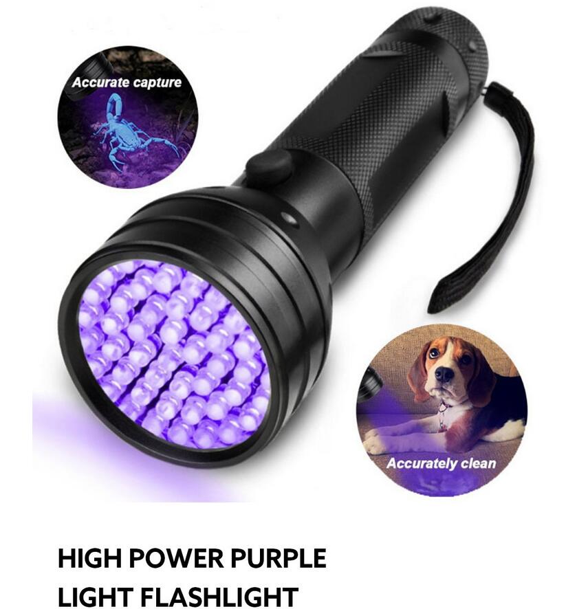 51LEDs UV Flashlight Torch Light Pet Urine Fluorescent Flashlight for Outdoor black