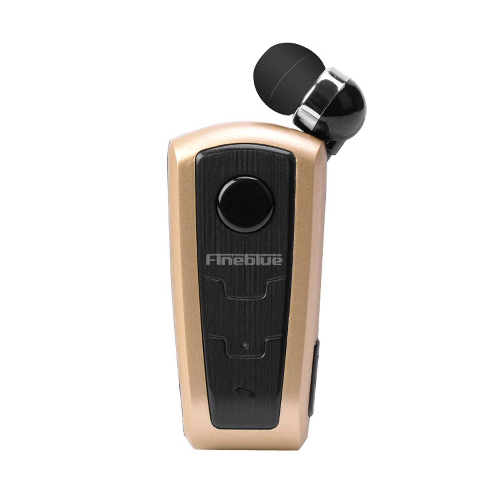 Fineblue F910 Retractable Headphones V5.1 Handsfree Long Standby Single In-Ear Earpiece With Microphone For Business Driving gold