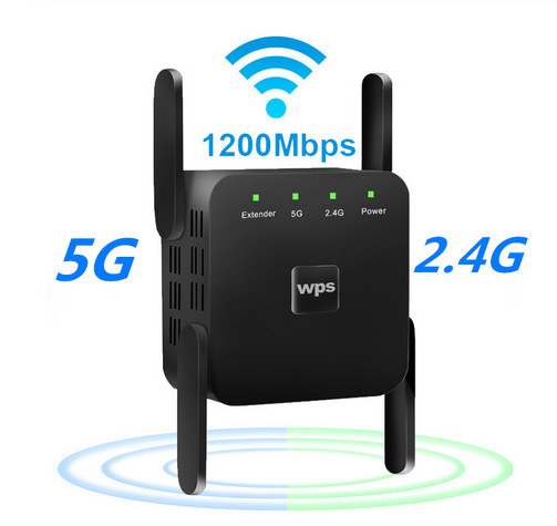 WiFi Amplifier 5G 1200Mbps  WiFi Router 2 External Antenna Wifi Range Amplifier 0Mbps black British regulations