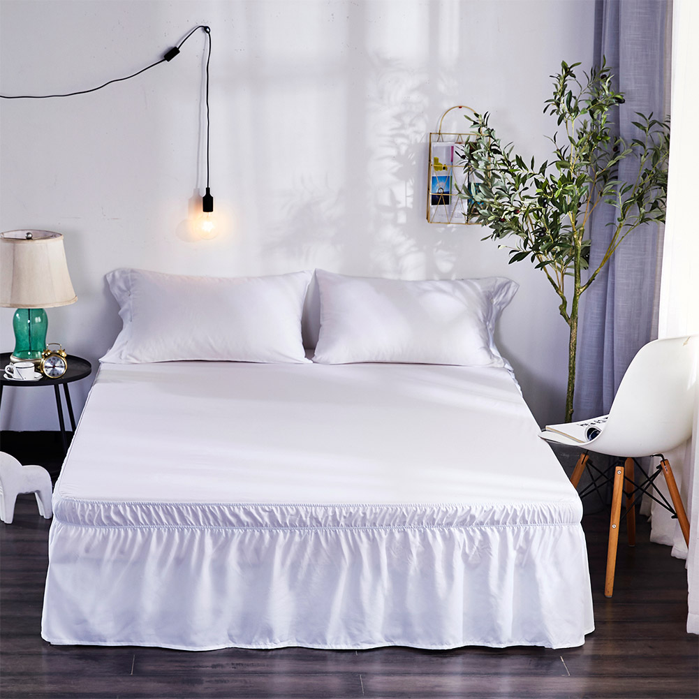 Wholesale Simple Solid Color Elastic Trimmed Ruffle Bed Skirt White From China