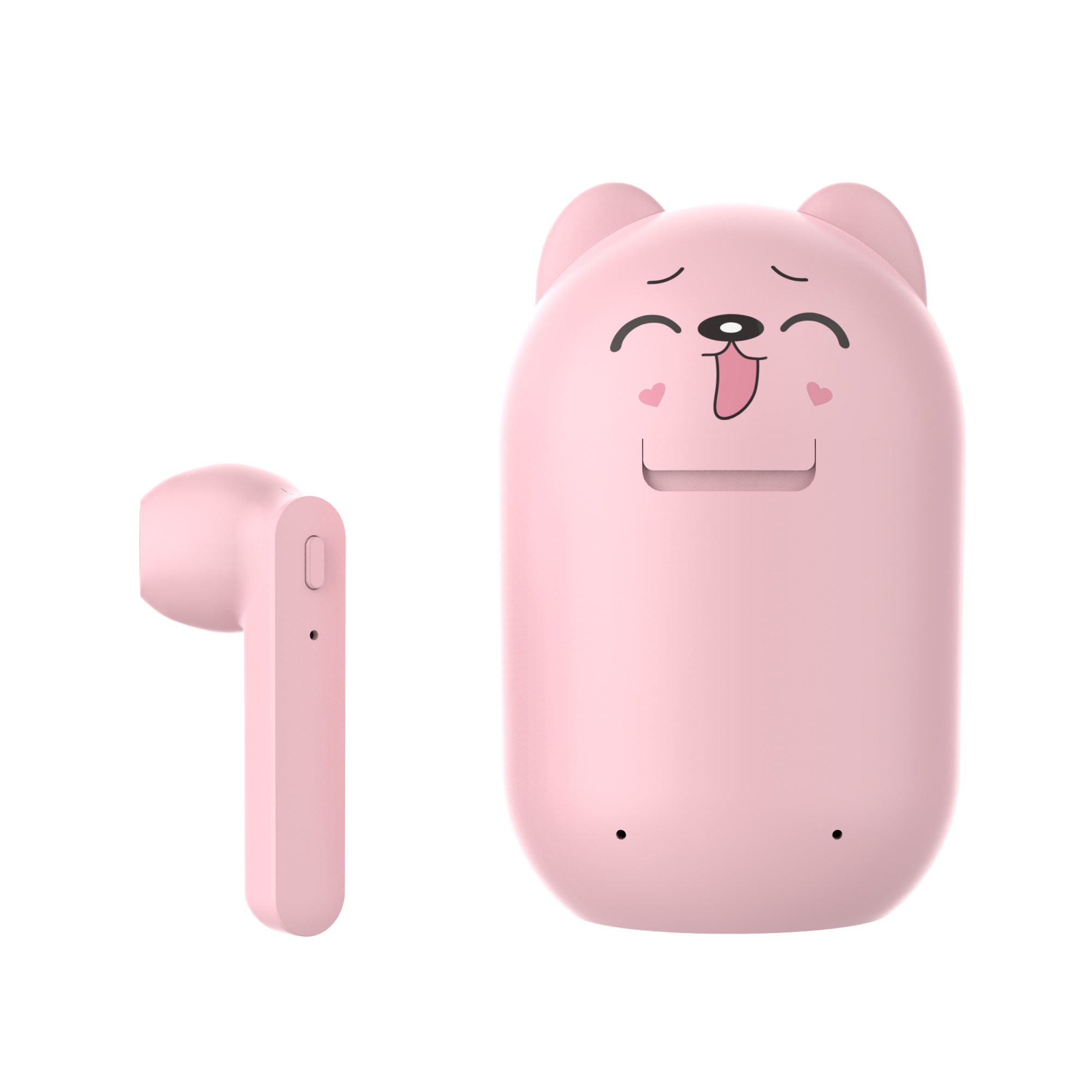 TWS Bluetooth Earphone 5.0 Running Stereo Cartoon Headset with Data Line Pink
