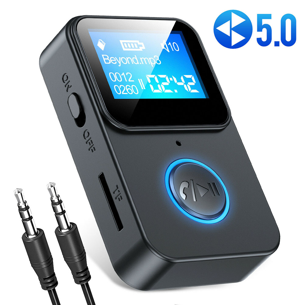 C33 Wireless Bluetooth-compatible 5.0 Audio Receiver 3.5mm Aux Audio Music Adapter With Screen Display black