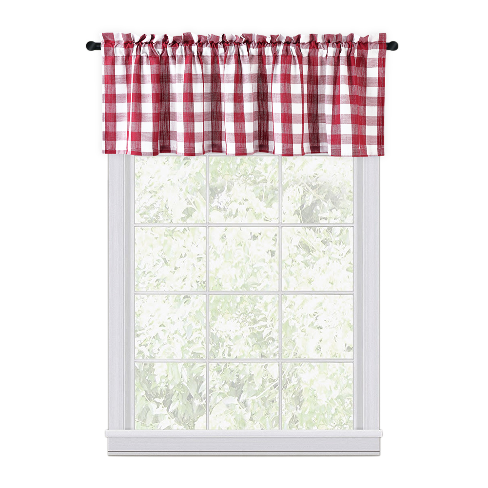 US CAROMIO Buffalo Check Rod Pocket Window Valance Home Decor Window Treatments Red_52