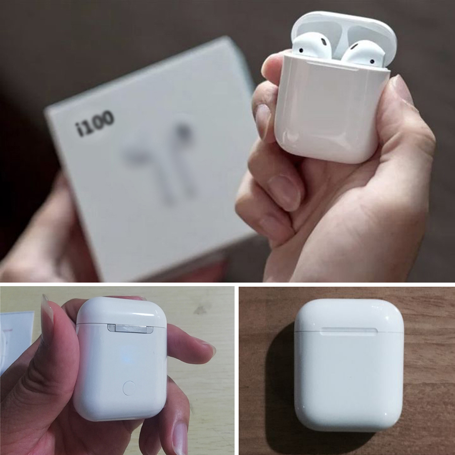 i100 TWS Wireless Bluetooth Earphone Separate Use QI Wireless Charging Bass Earphones PK i30 i20 i12 i11 TWS white
