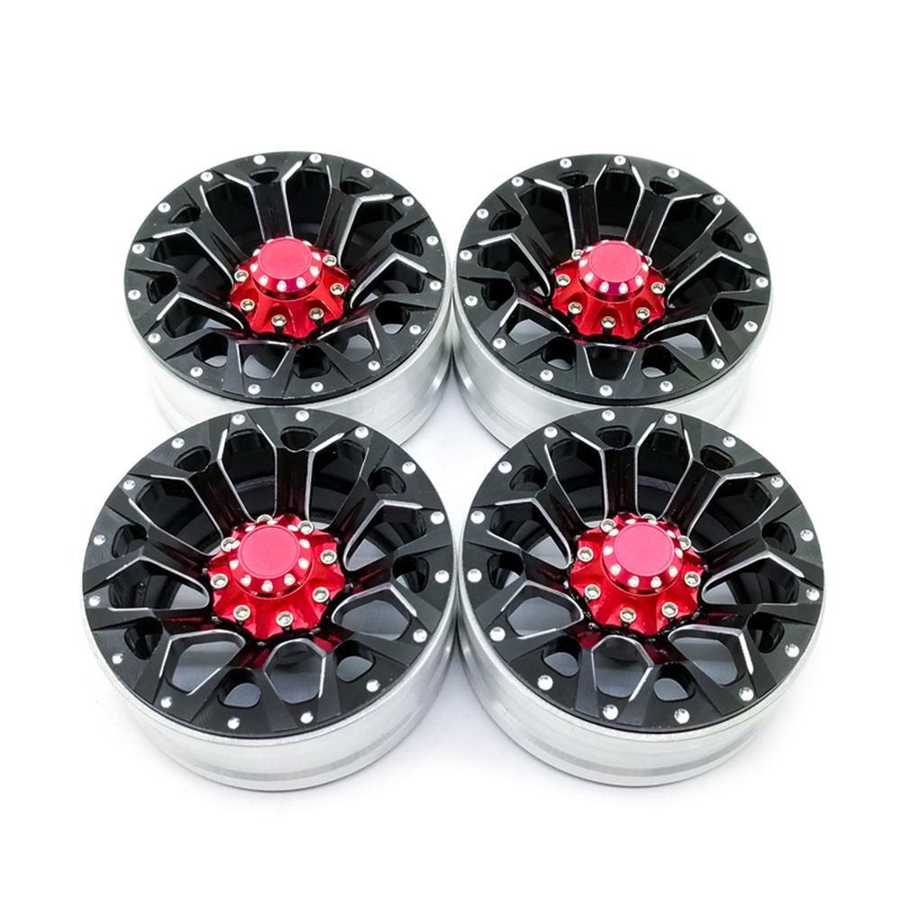 4Pcs/set 1.9in Alloy Wheel Rim Beadlock Simulation RC Car Part for 1:10 D90 4WD SCX10 TRX4 black