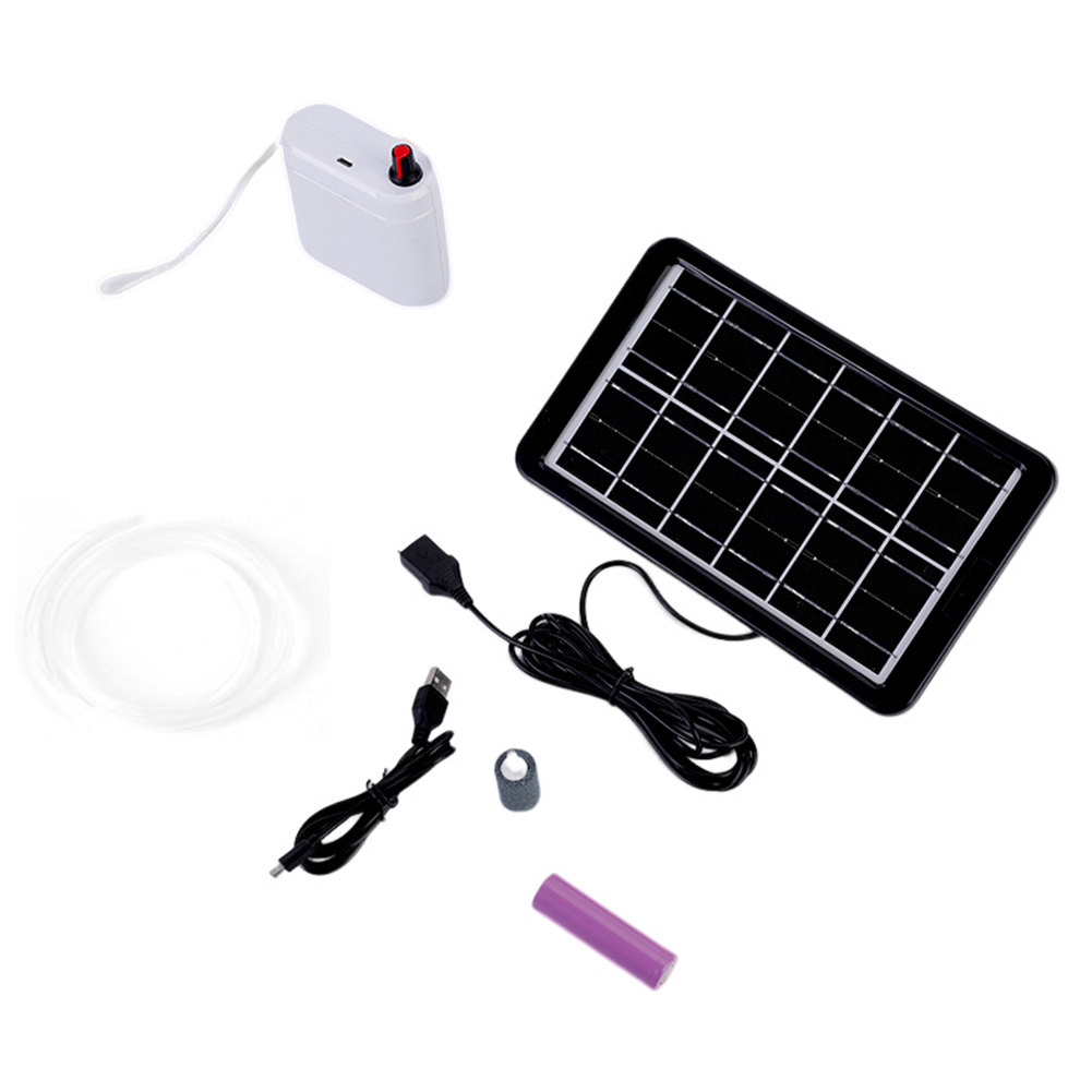 Solar Oxygen Pump Large Capacity Lithium Battery Silent Usb Charging Aquarium Fish Tank Air Pump Solar panel + white charge pump
