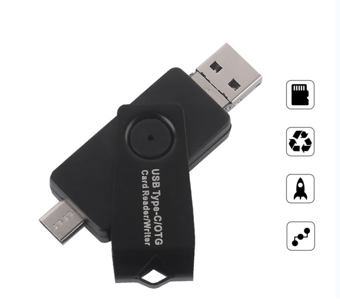 Card Reader USB 3.0 for Type-C Micor USB OTG Card Reader for  SD TF SDHC black