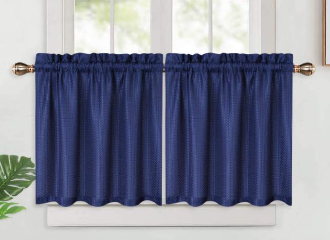 US Waffle Weave Textured Short Curtain Set Waterproof Half Window Tier Curtain
