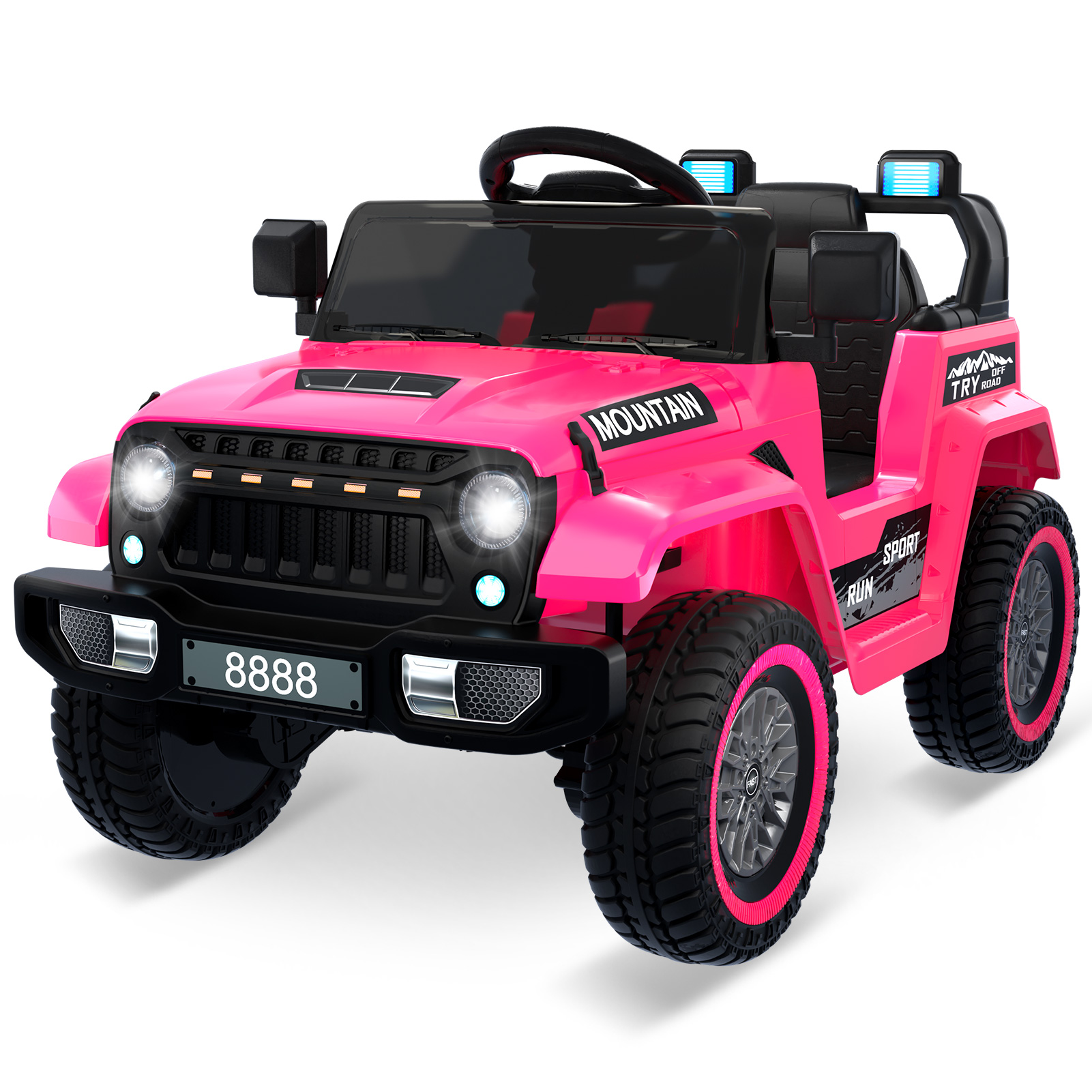 US GARVEE 12V Kids Ride-On Truck, Remote Control, LED, Music, 3 Speeds - Pink
