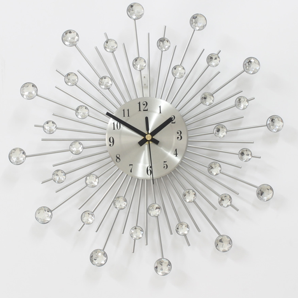 Artistic Metal Wall Clock with Acrylic Diamond 33cm