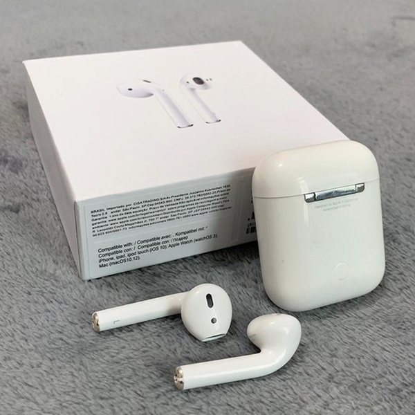 1:1Apple MMEF2AM / AAAAA + Air Pods Bluetooth Earphone Wireless Charging Headset with IOS / Android Charging Case Second generation white