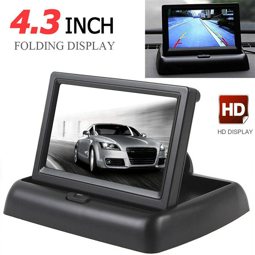 Car Monitor 4.3-inch Tft LCD Screen Folding Reverse Backup Camera Black