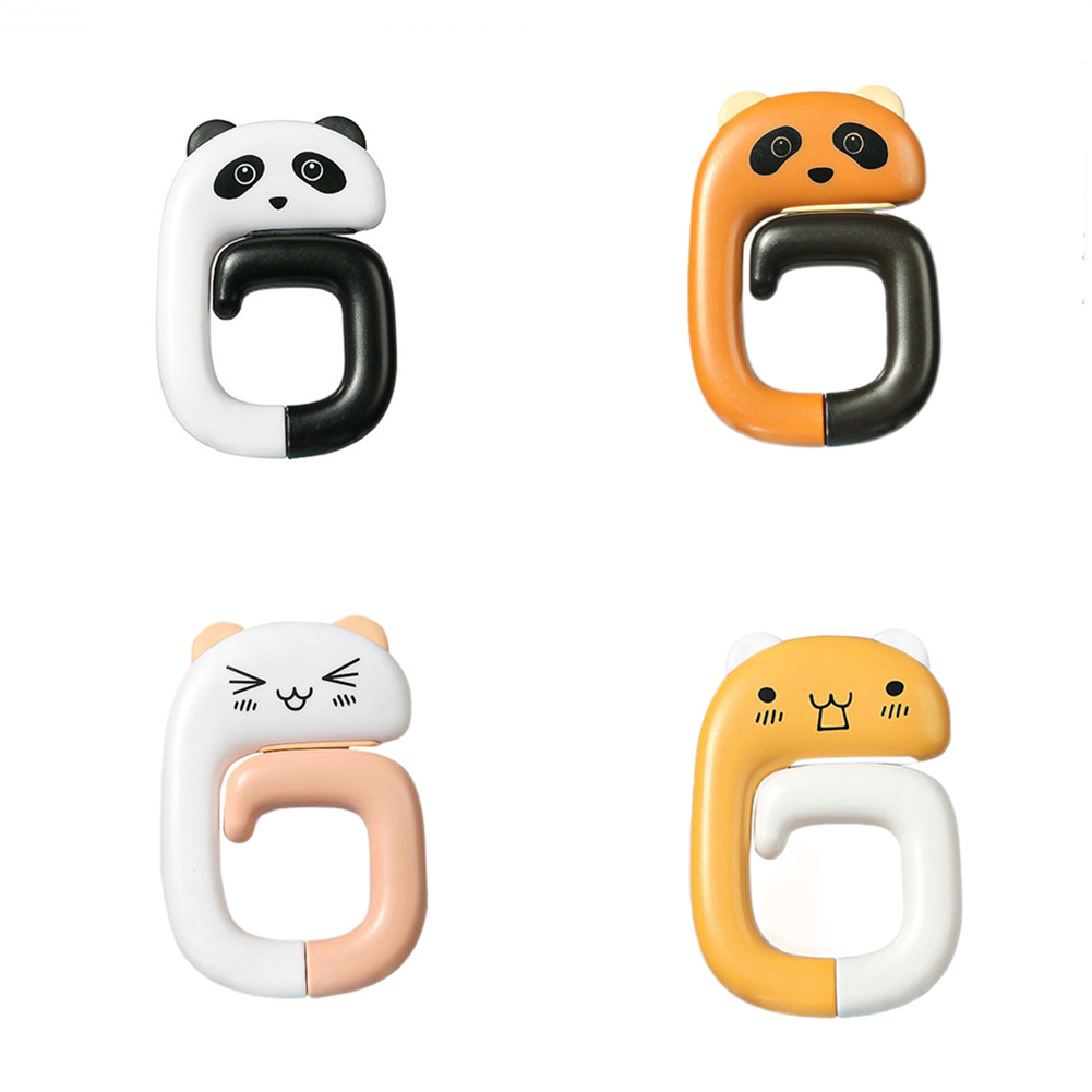 4pcs Foldable Hanger Cartoon Animals Non-slip Strong Load-bearing Table Hook For Handbag School Bags Key Chains set
