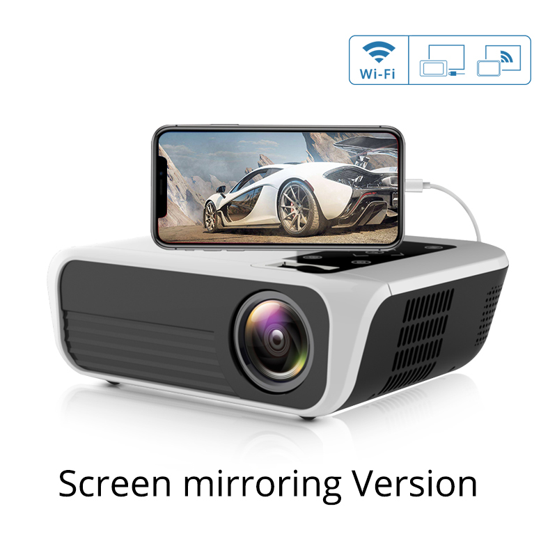 T500 Mini Projector 1080P High Definition LED Home Digital Projector Portable for Mobile Phone white_EU Plug