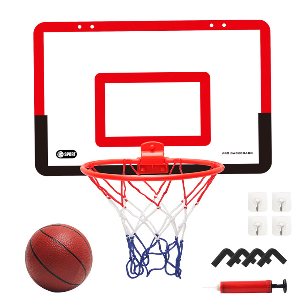 Children Basketball  Stand Indoor Hanging Wall-mounted Free Punching Mobile Shooting Frame Basketball Board Sports Toys Red