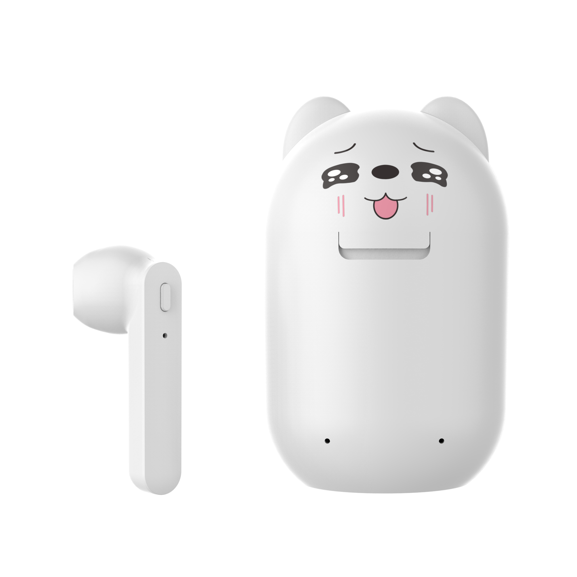TWS Bluetooth Earphone 5.0 Running Stereo Cartoon Headset with Data Line white