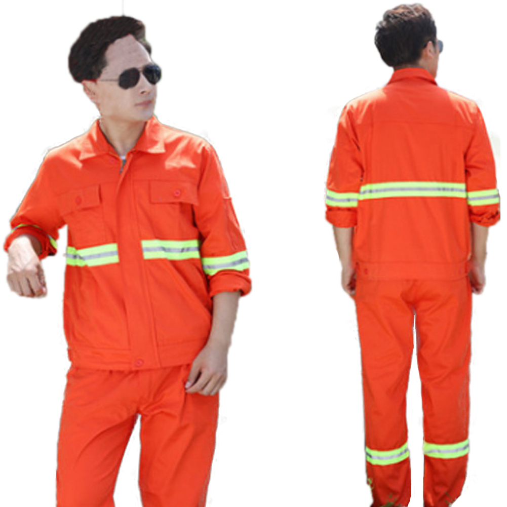 Long Sleeve with Reflective Strip Working Suit Set for Workers Outfit Wear Orange_XL
