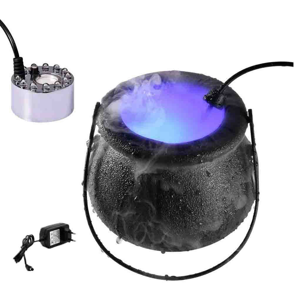 12led Halloween Witch Pot Fog Machine Color Changing Fog Maker Party Props