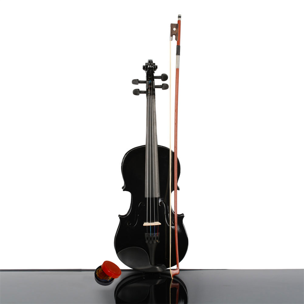[US Direct] 3/4 Acoustic Violin With Box Bow Rosin Natural Violin Musical Instruments Children Birthday Present Black