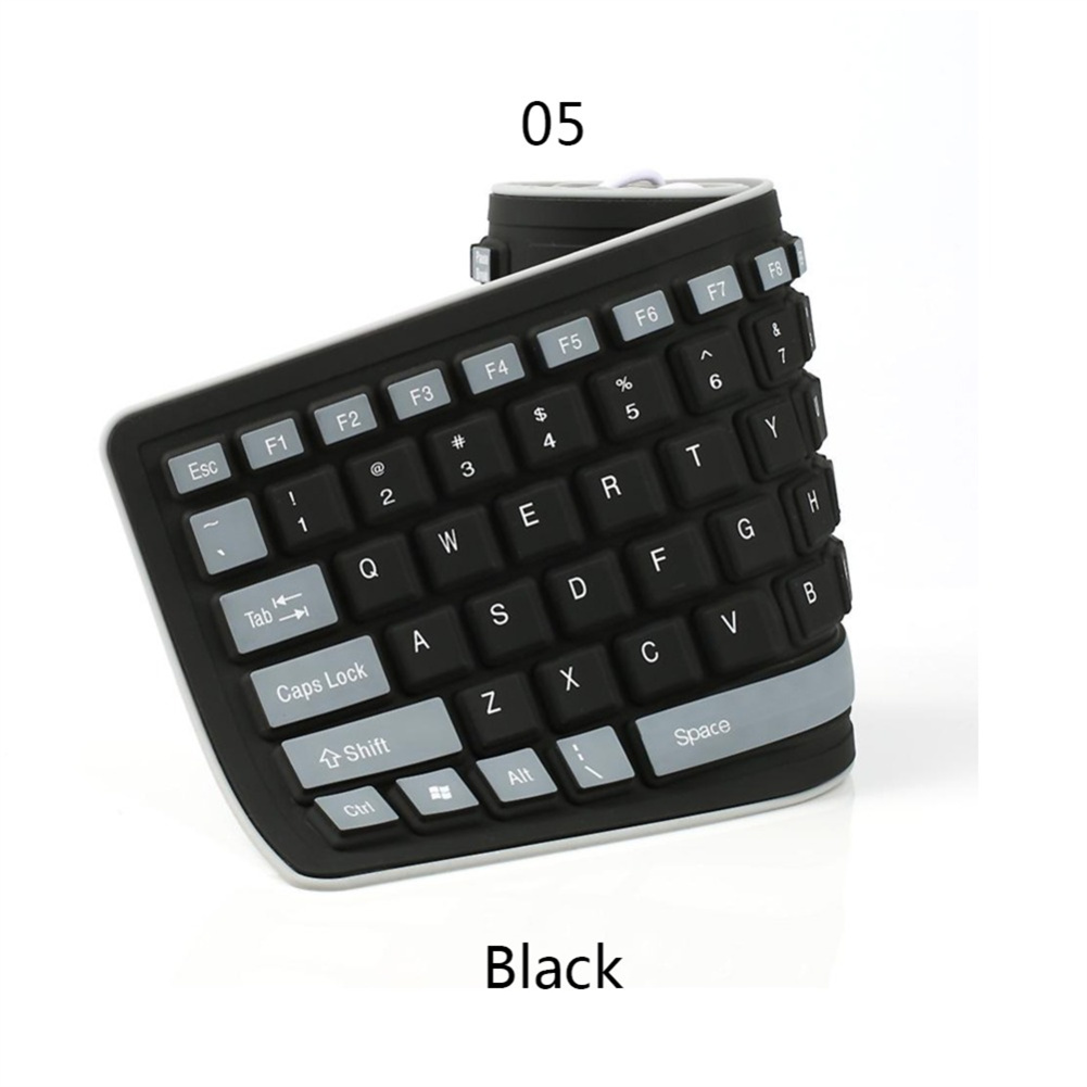 Portable Silent Foldable Silicone Keyboard Usb Flexible Soft Waterproof Roll Up Keyboard For Pc Laptop black