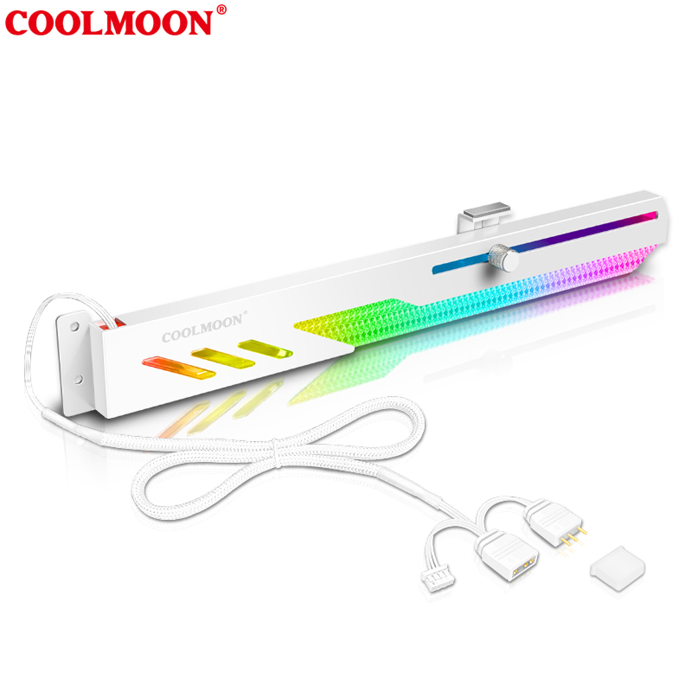 Coolmoon Gt8 Graphics Card Bracket 5v Argb Synchronous Horizontal Chassis Decor Gpu Support Vga Holder White