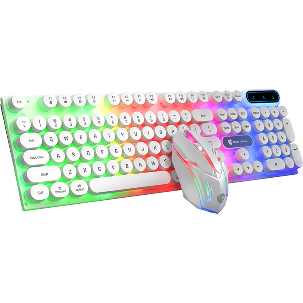 Wired Keyboard Mouse Set Colorful Backlight Mechanical 108 Keys Keyboard