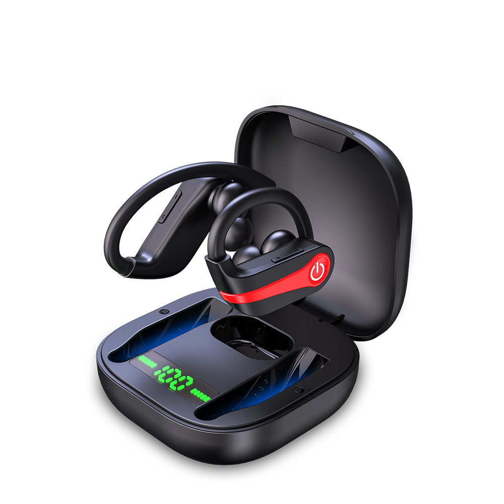 Tws Bluetooth Headphones with Mic Sports Ear Hook Led Display Wireless Hifi