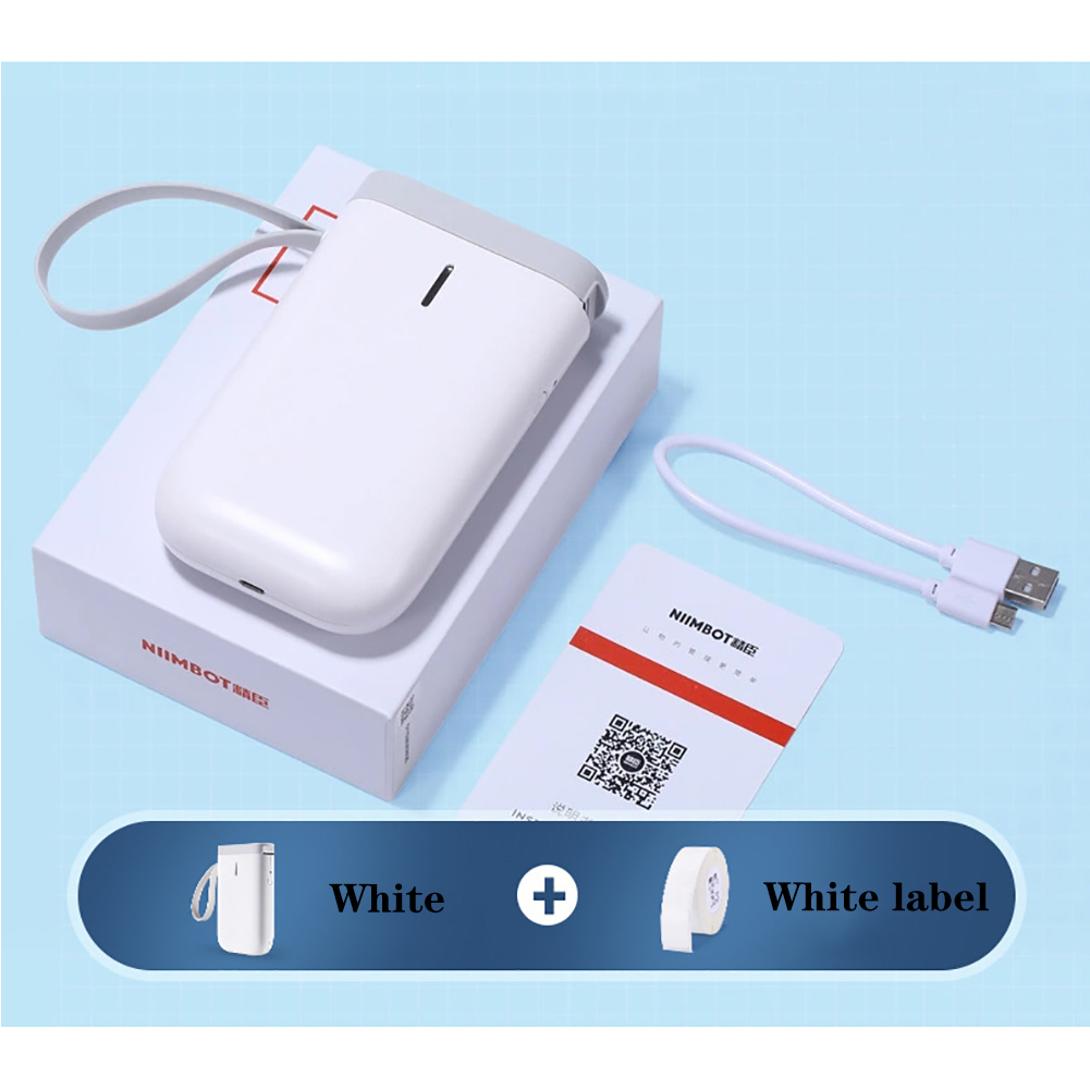 D11 Label Printer Manual Hand-held Home Office Use Fast Printing Label Maker (with 1 Roll Of White Label) D11 white