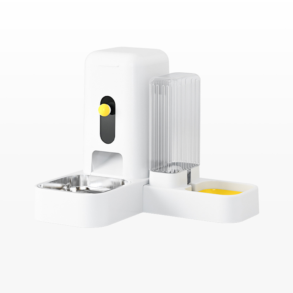 2 In 1 Automatic Food And Water Dispenser Gravity Water Bowl Automatic Pet Feeder And Water Dispenser Set For All Sizes Pets Cats Dogs boxed White