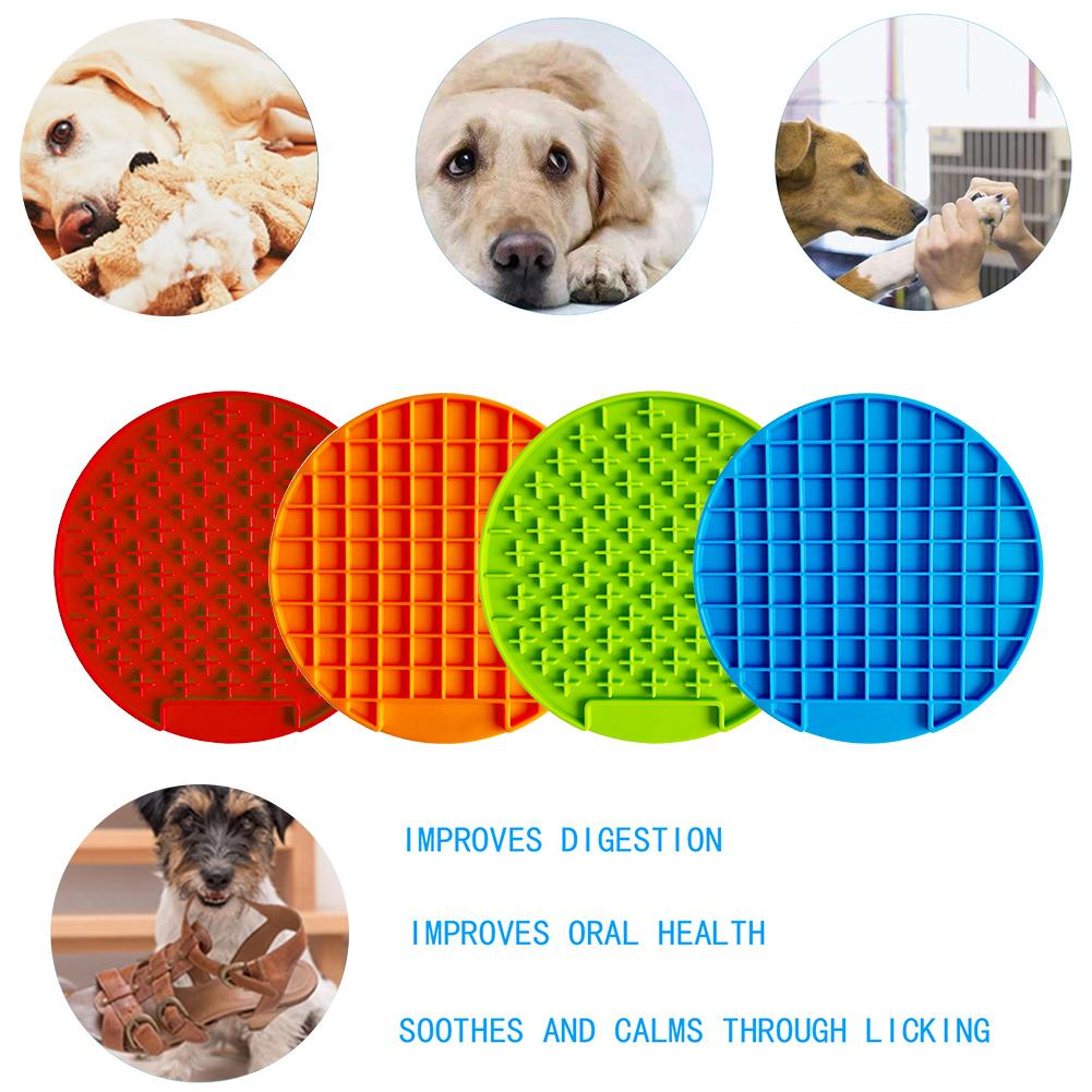 Pet Dog Lick Pad Silicone Round Cushion Slow Eating Quiet Training