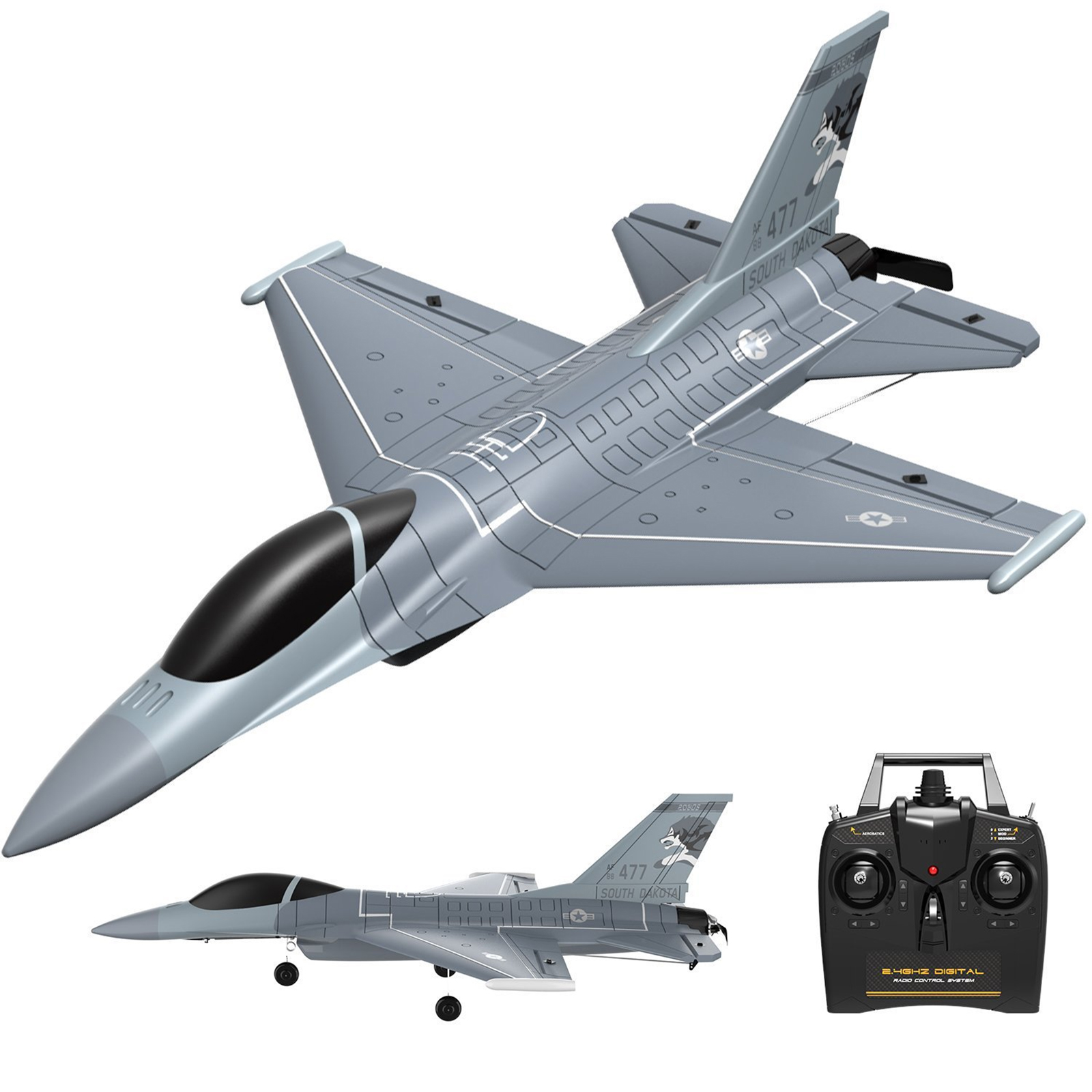 F16 RC Airplane 2.4g 4ch 6-Shaft One Key Aerobatic Fixed-Wing RC Aircraft