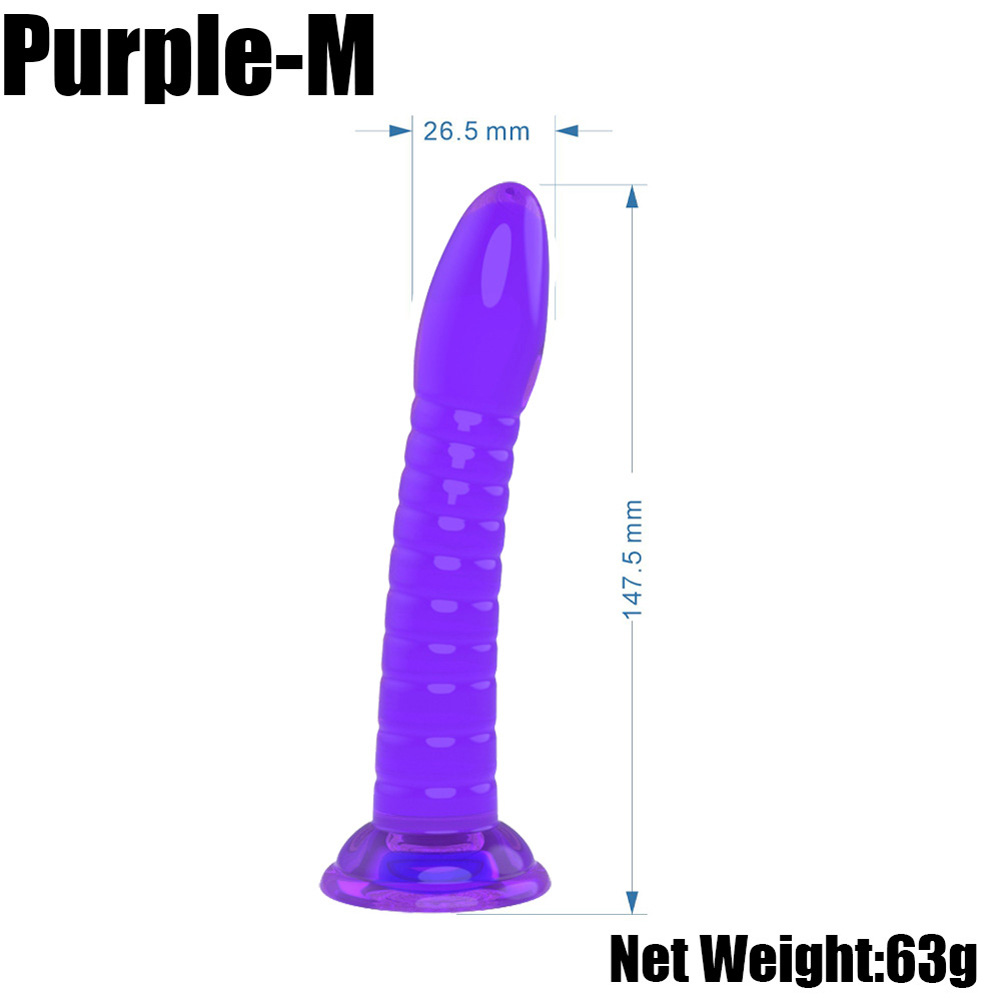 Women Transparent Dildo Safe Skin Friendly Waterproof Anal Butt Plug Sex Toys Masturbation Device medium purple