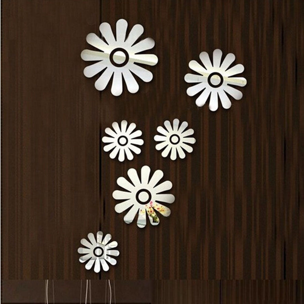 Mirror Surface Wall Sticker 3D Acrylic Flower Shape Decal for Home Decoration 40 * 60cm