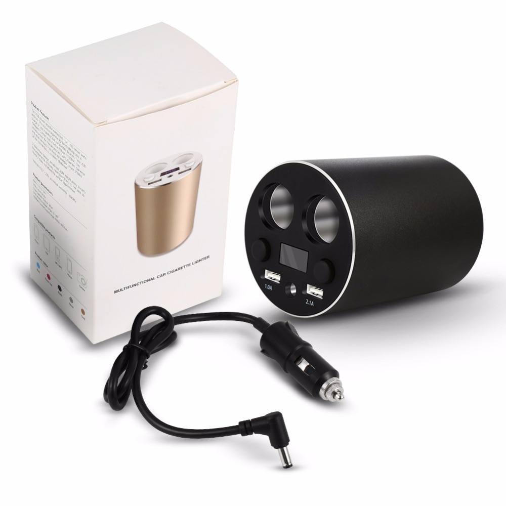 ExplosionProof Dual USB Port Car Cup Charger with Dual 80W Cigarette