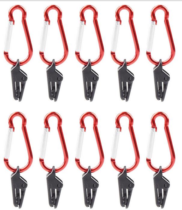10 Pcs Tent Clip Awning Clamp Tarp Clips Snap Hangers Tent Camping Survival Tighten Tool Tent Accessory Outdoor Tool  clip + gourd hook_10pcs