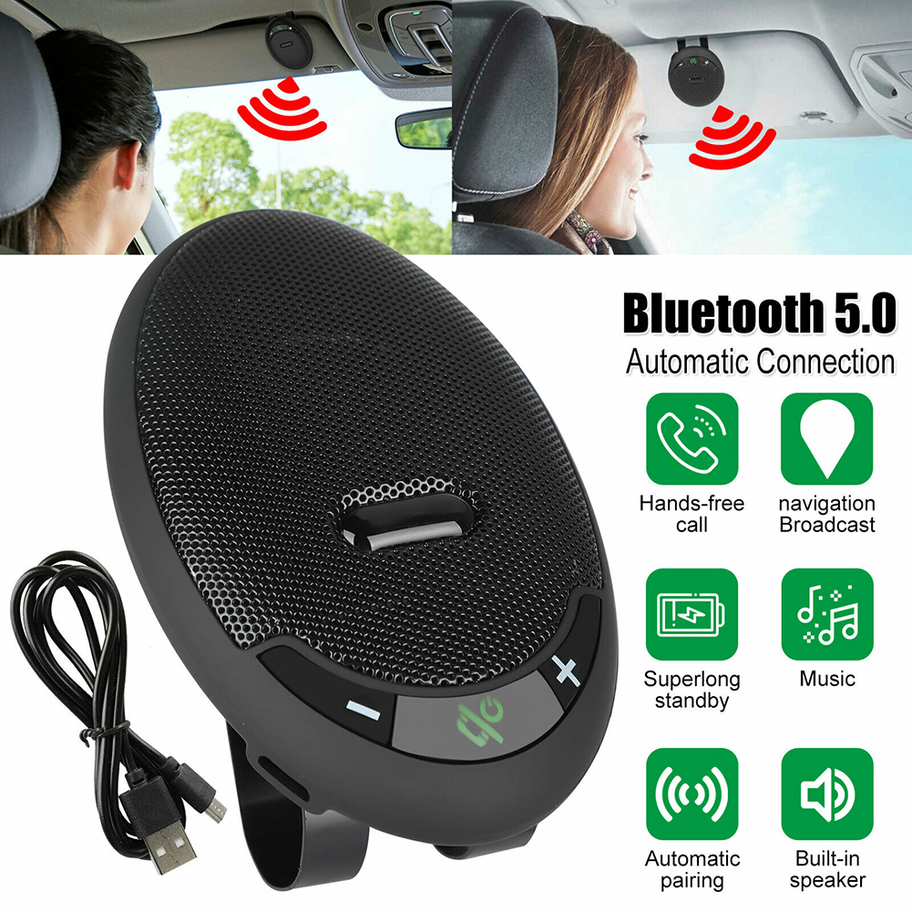Bluetooth-compatible 5.0+edr System Sun Visor Installation Car Handsfree Call Speaker Mobile Phone Automatic Answering Portable kit black