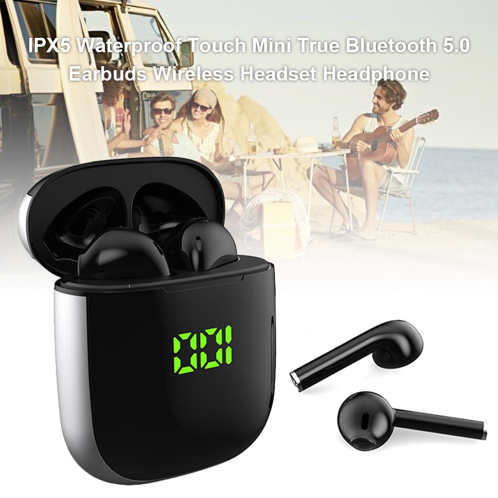 TWS WK60 Wireless Bluetooth Earphone Waterproof Earbuds Sports Headset LED Display Headphones Black+Silver
