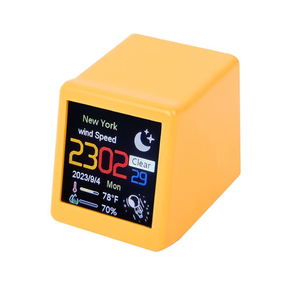 Digital Clock Day Date Temperature Display Digital Alarm Clock With LCD Screen Touch Control WIFI Clock Automatic Weather Update yellow