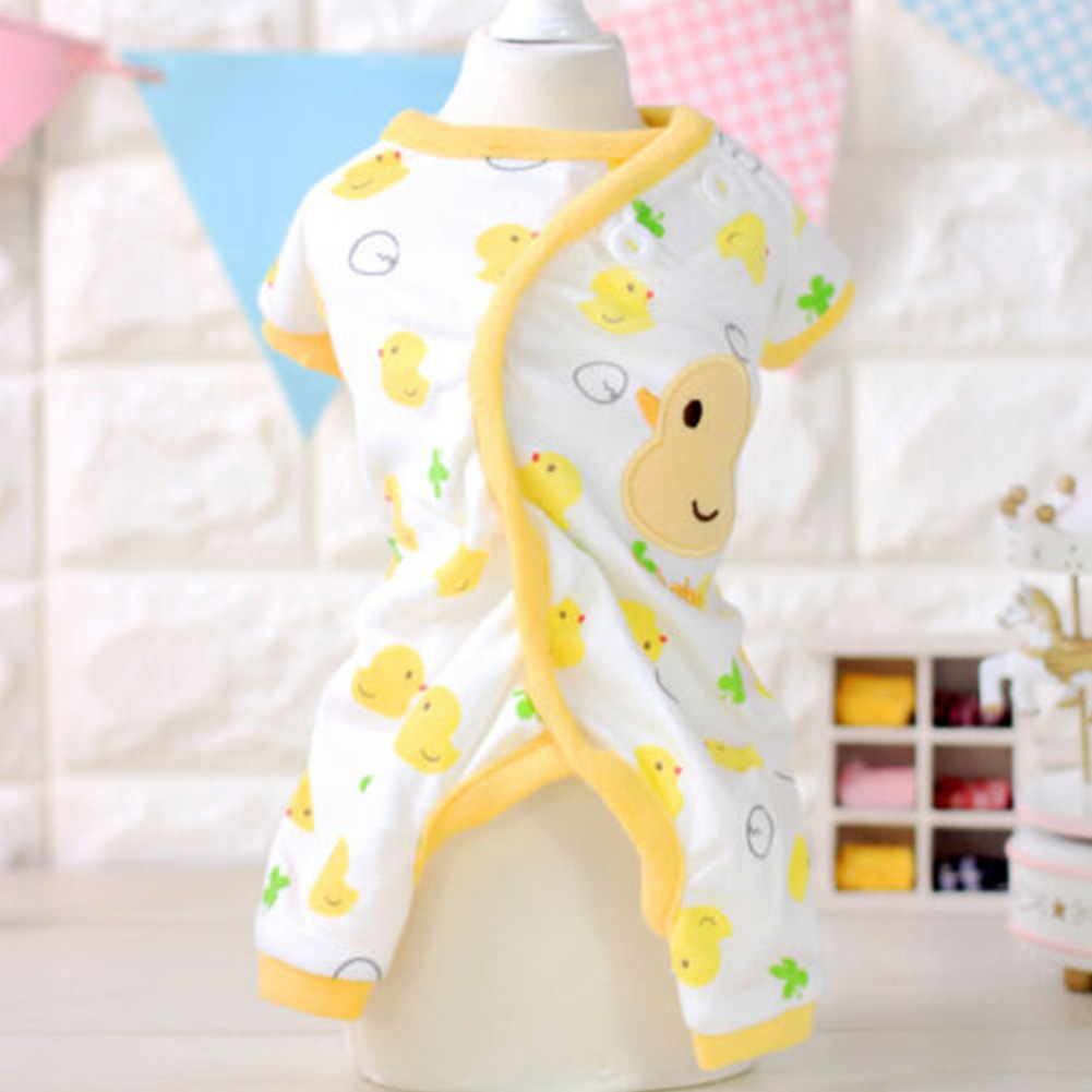 Cute Printing Cotton Pet Dog Four Feets Coat Pajamas yellow_XS