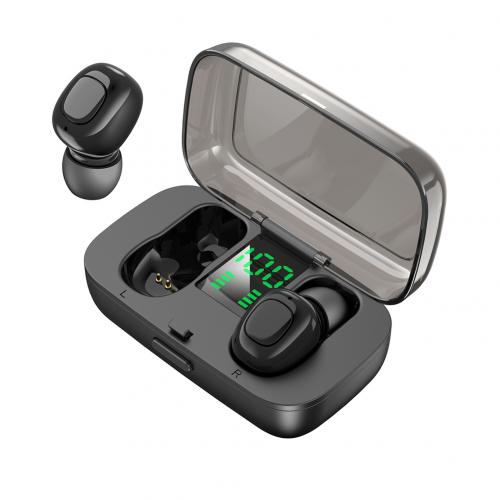 XG21 Wireless Earphone Bluetooth V5.0 LED Display TWS In-ear Earbuds Sweat Resistant Sports Headphone HiFi Sound Headsets Black