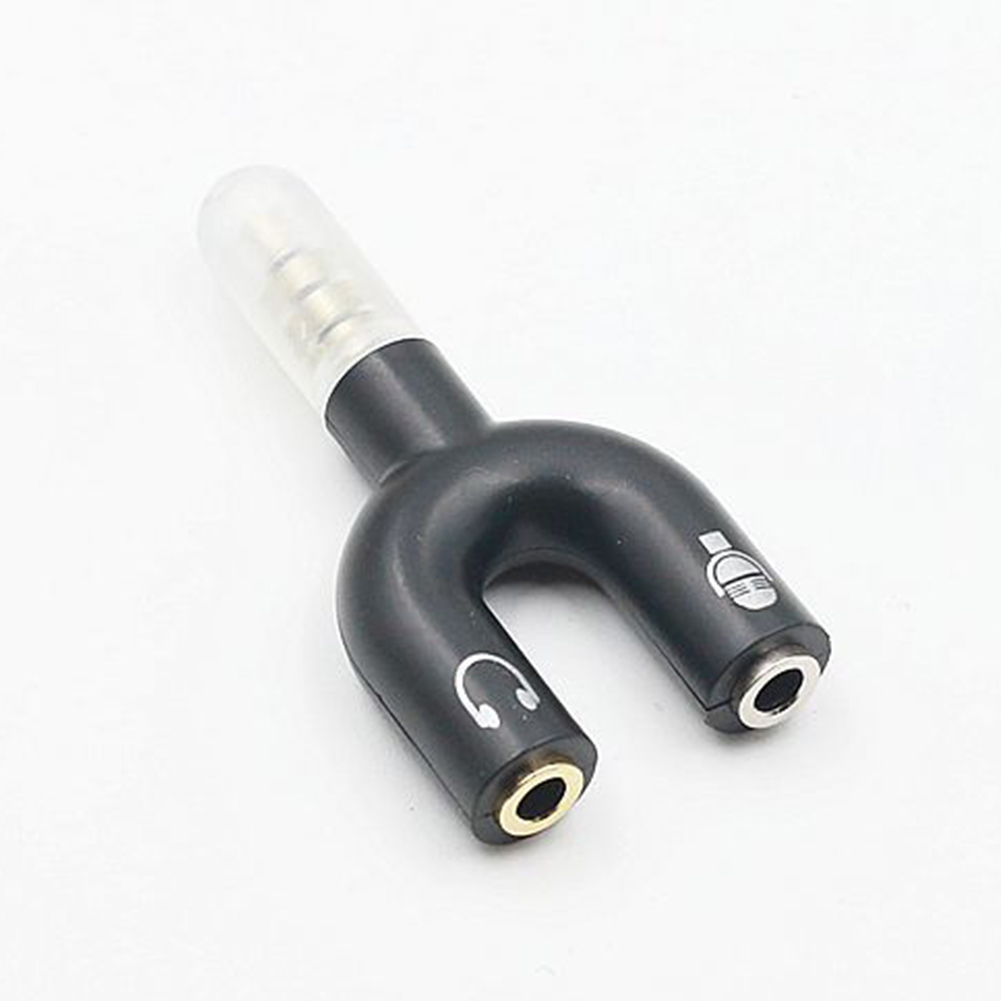3.5mm Dispenser U-Shaped Stereo Plug Stereo Audio Microphone and Headphone Adapter Headset Splitter for Smartphone MP3 Player MP4 black