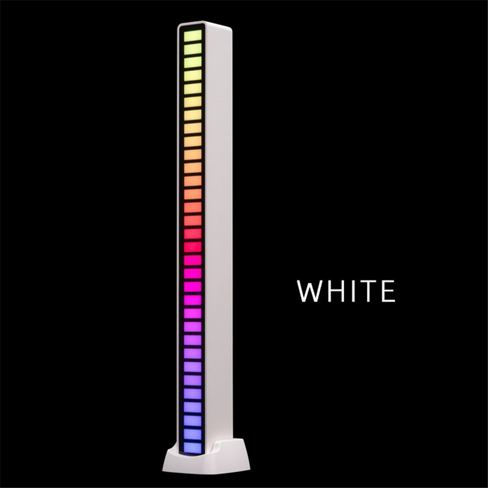Metal Led Symphony Rhythm  Light Rgb Sound Control Atmosphere Strip Lamp Stress Relief Desktop Party Decoration (usb Charging) White rechargeable
