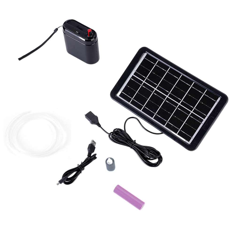 Solar Oxygen Pump Large Capacity Lithium Battery Silent Usb Charging Aquarium Fish Tank Air Pump Solar panel + black charge pump