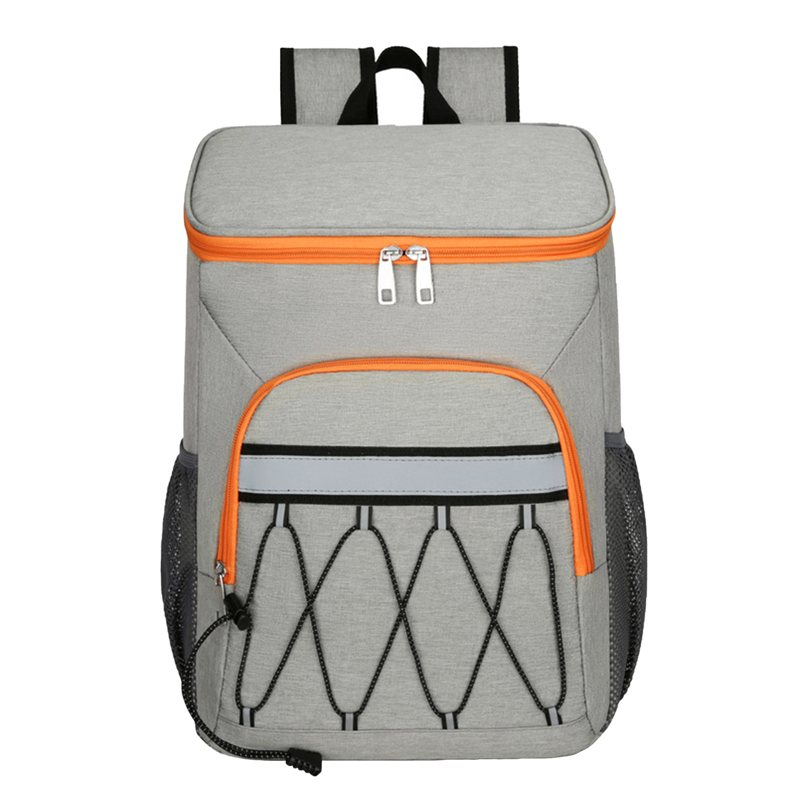 Cooler Cooling Backpack Insulated Leak Proof For Outdoor Camping, Picnic, Beach, Lightweight Lunch Tote Bag With Organized Storage Side Mesh Pockets Gray and orange