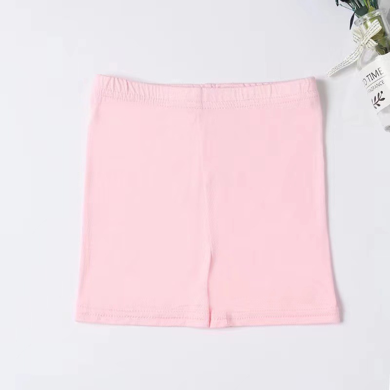 Summer Girls Shorts Summer Solid Color Modal Breathable Bottoming Safety Pants For 2-12 Years Old Children pink 9-10Y 150