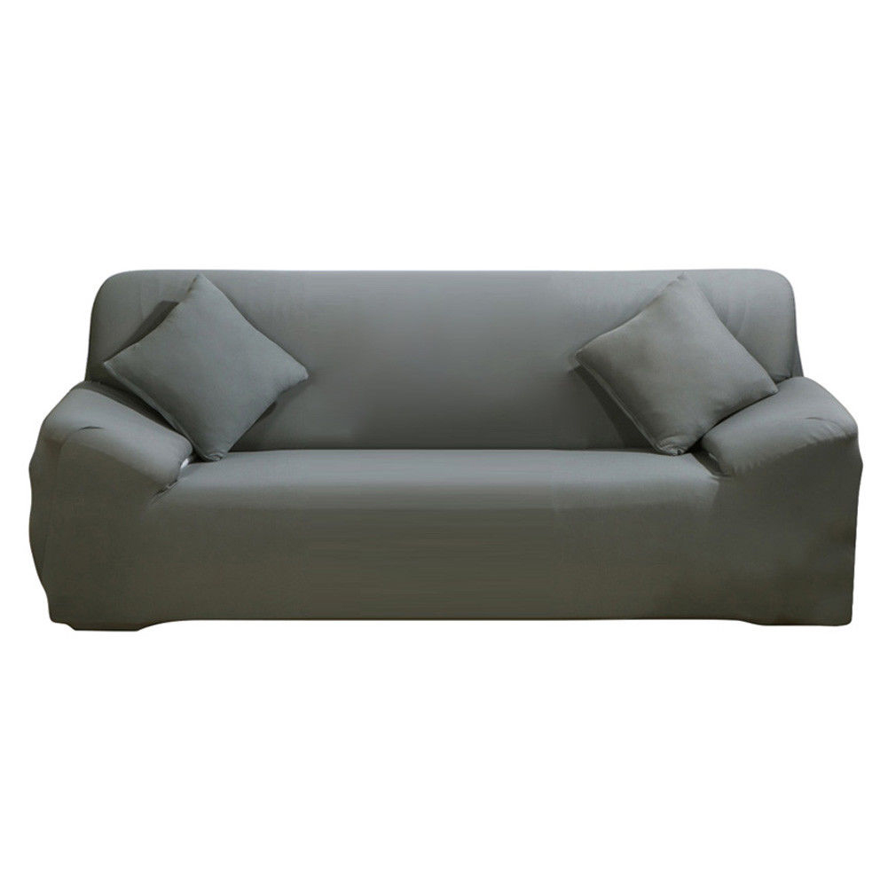All-Season Elastic Full-wrap Anti-slip Sofa Cover Home Decoration gray_Four people 235-310cm (90