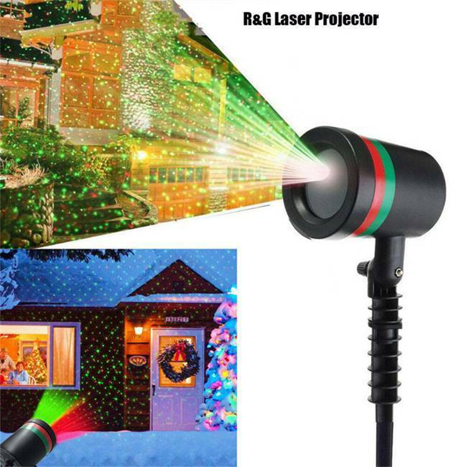 Christmas Projector Lights Outdoor Star Xmas Projector Lights Stage Landscape Lighting Garden Background Light Large color box US plug