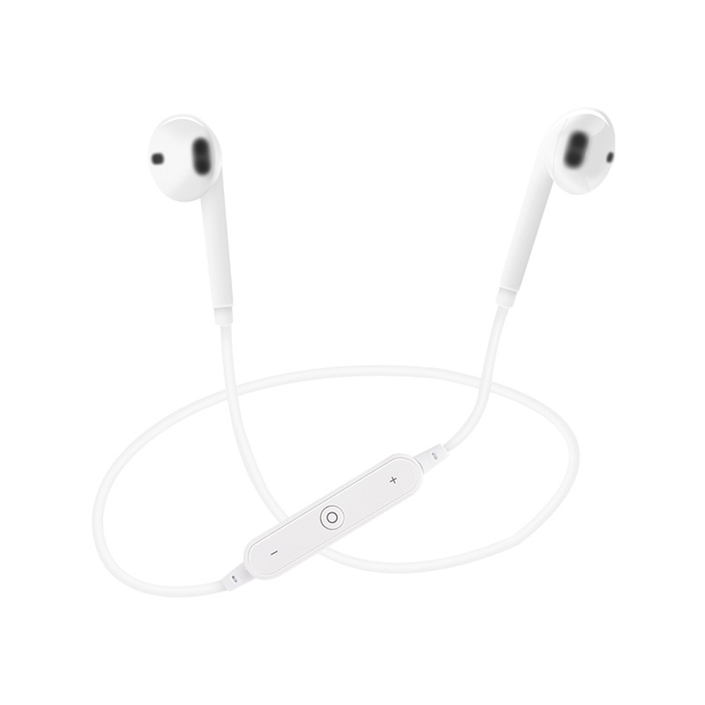 Sport Bluetooth-compatible  Stereo  Earbuds With Mic S6 Neck-mounted Wireless Earphone Music Headset Compatible For Iphone Samsung Xiaomi White_OPP bag (earphone + charging cable + manual