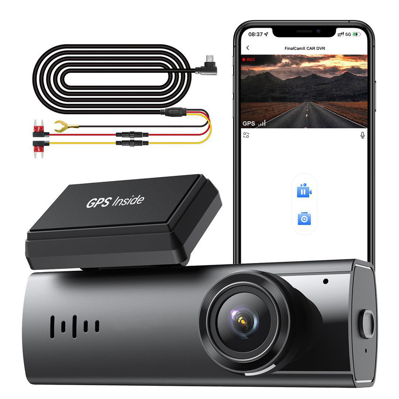 Dash Cam Front Rear Camera 2K+1K WiFi GPS Driving Recorder Dashboard Camera